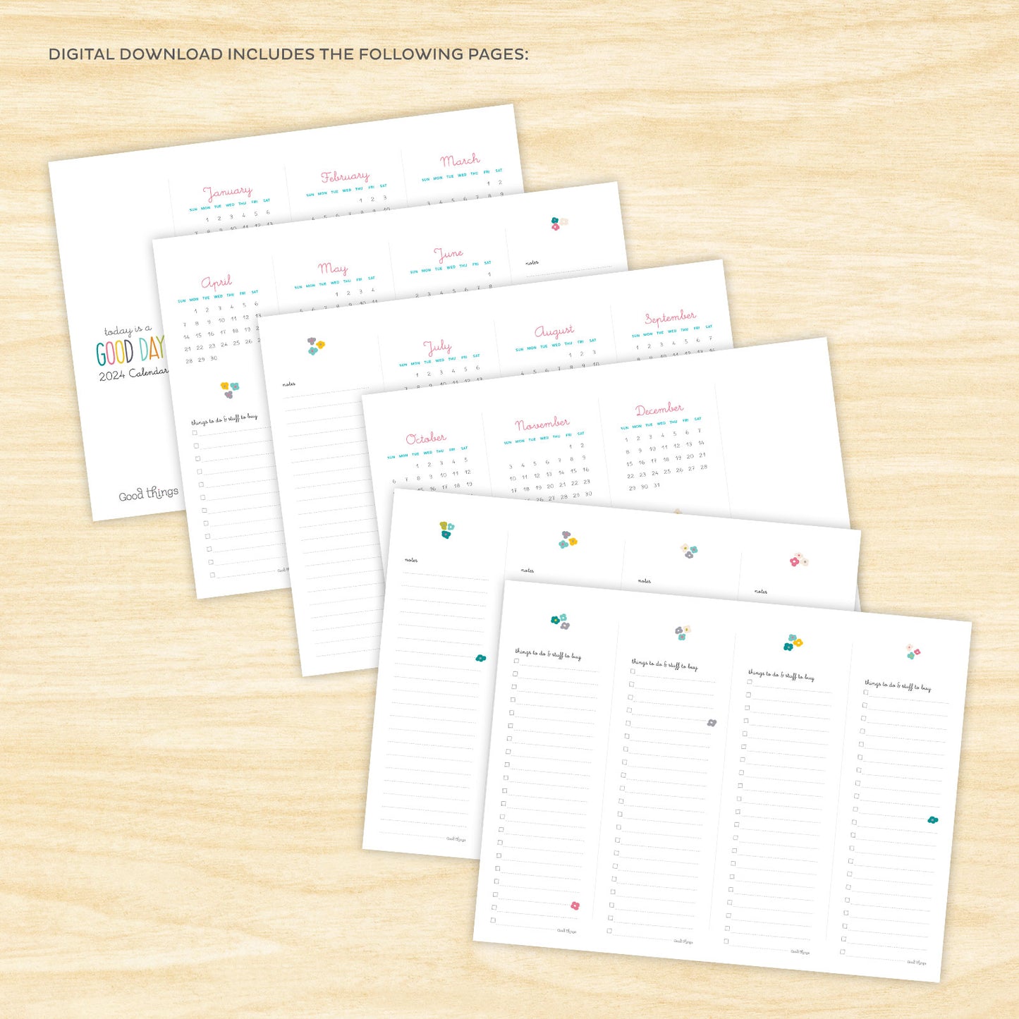 2024 Printable Today is a Good Day Bookmark Calendar