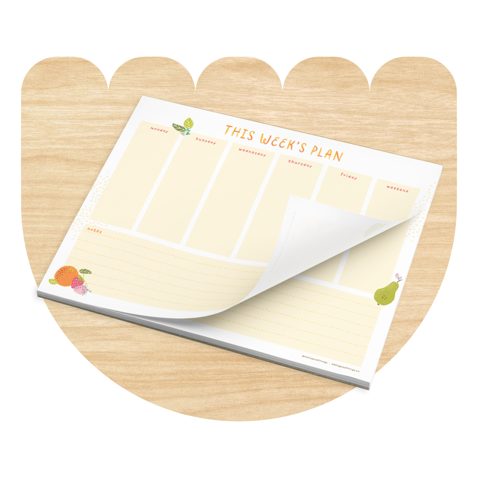 Fresh and Fruity Weekly Plan Notepad (Horizontal) by Good Things