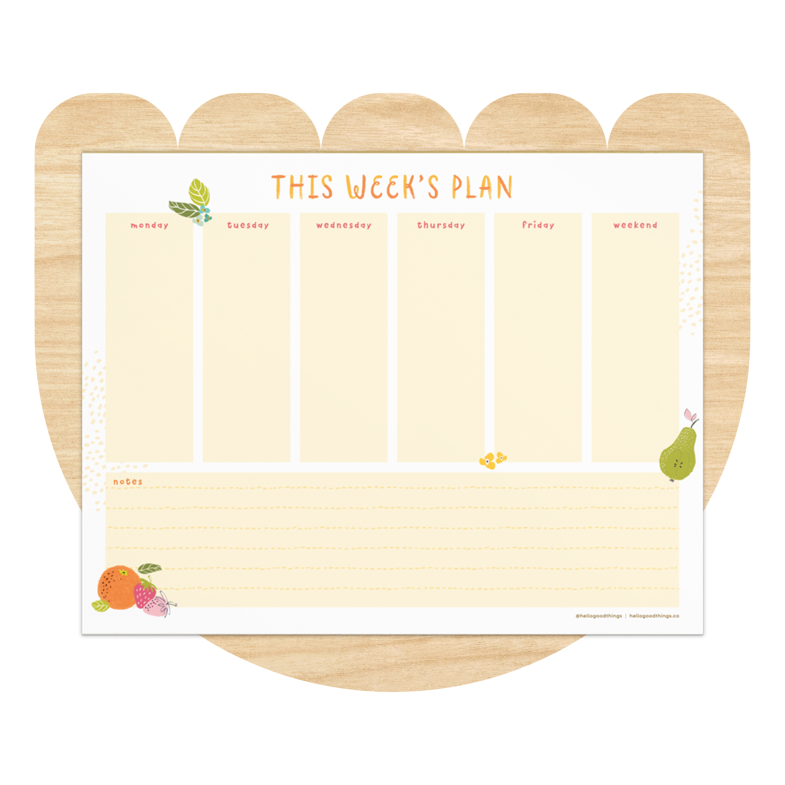 Fresh and Fruity Weekly Plan Notepad (Horizontal) by Good Things