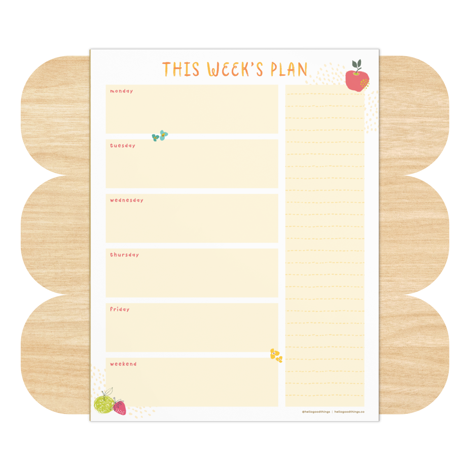 Fresh and Fruity Weekly Plan Notepad (Vertical) by Good Things