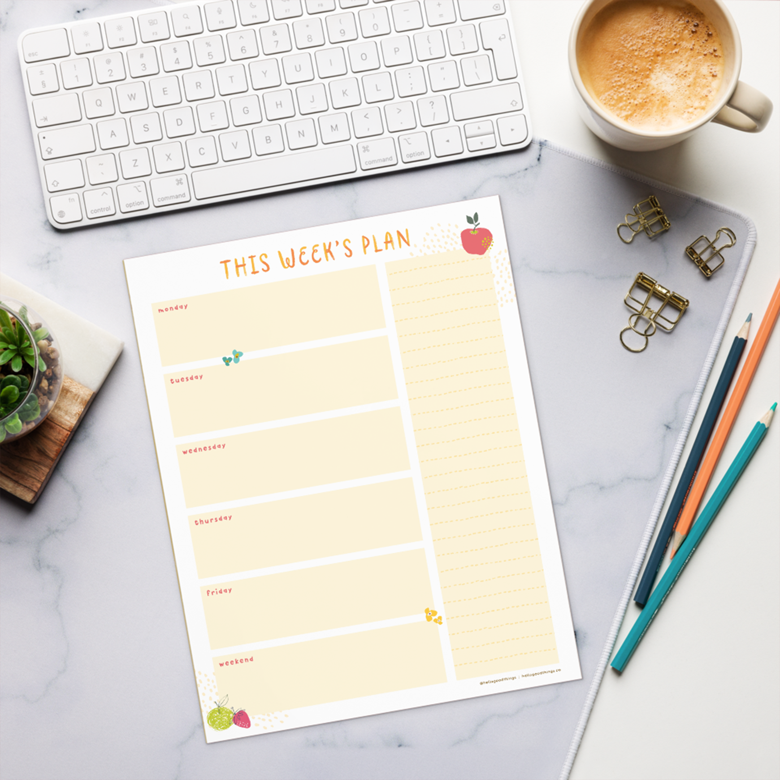 Fresh and Fruity Weekly Plan Notepad (Vertical) by Good Things