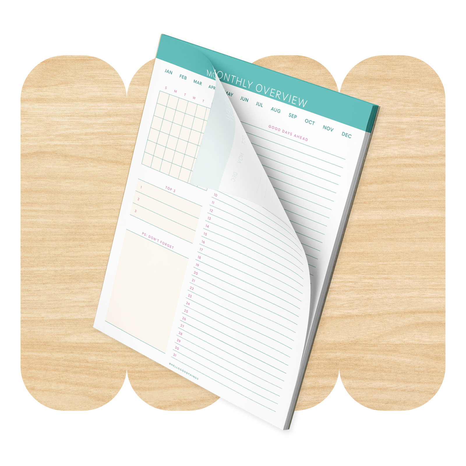 Monthly Overview Notepad