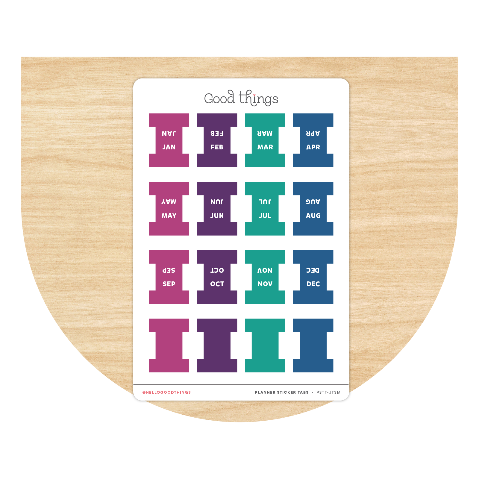 Monthly Planner Small Divider Tabs - Jewel Tones