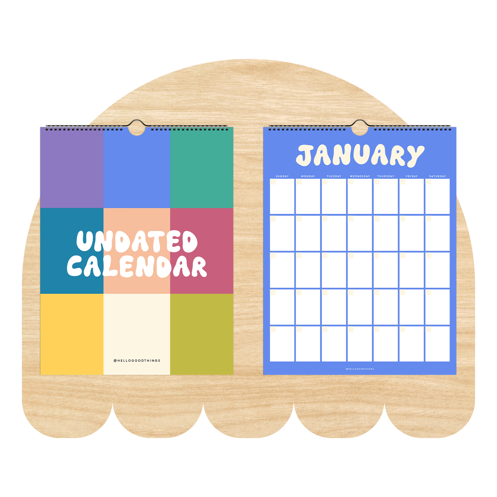 Undated Rainbow Wall Calendar