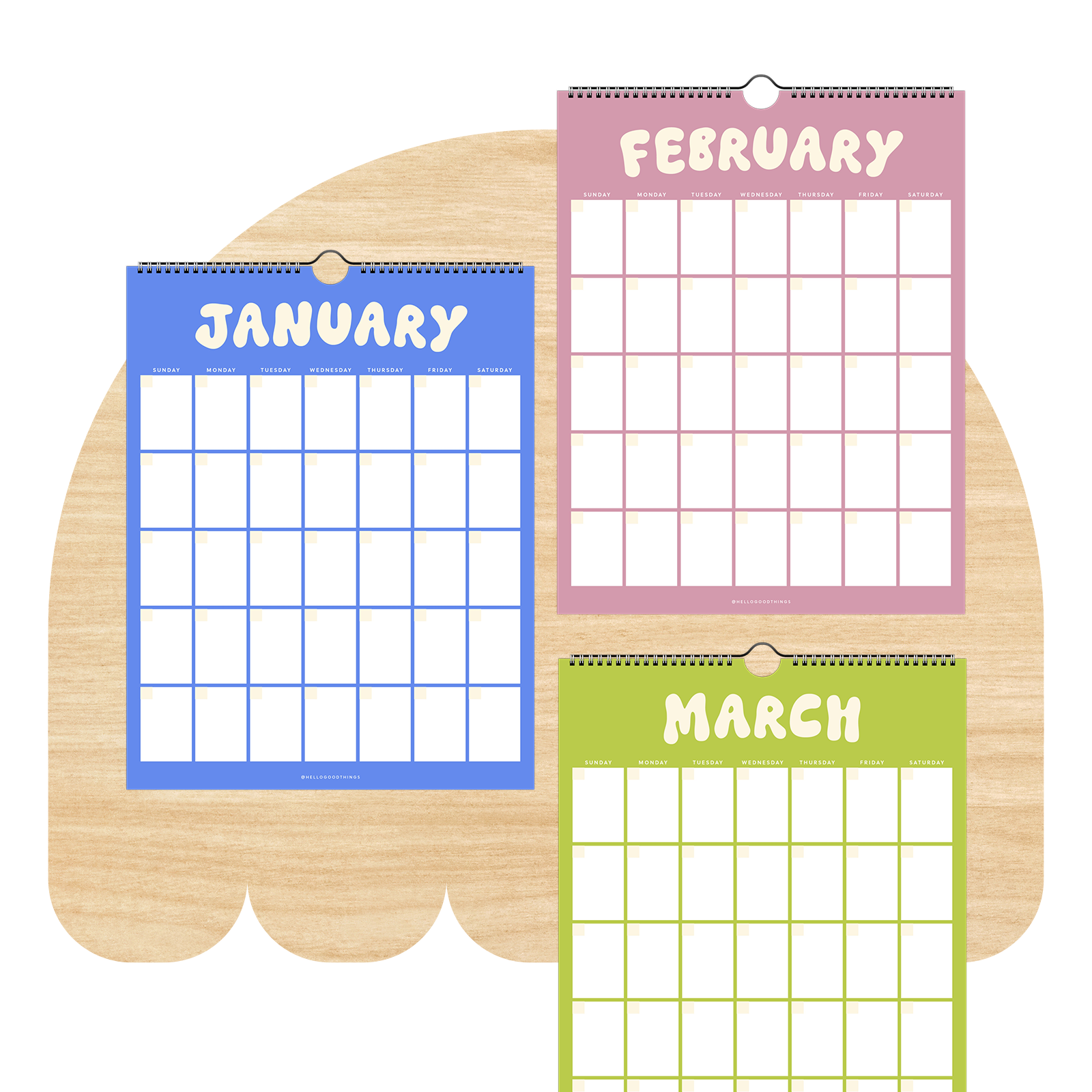 Undated Rainbow Wall Calendar