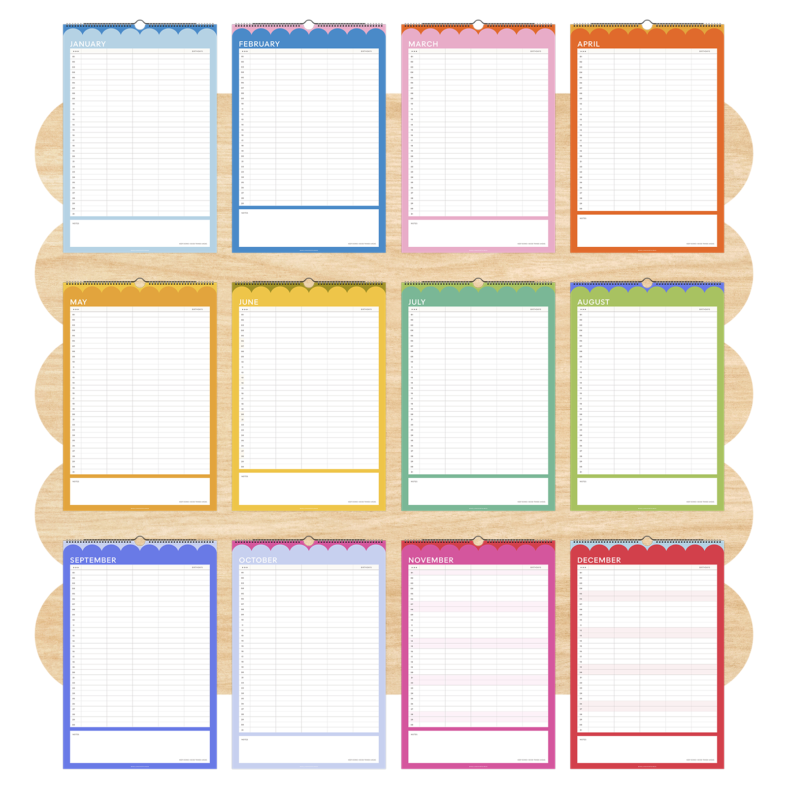 Undated Family Wall Calendar