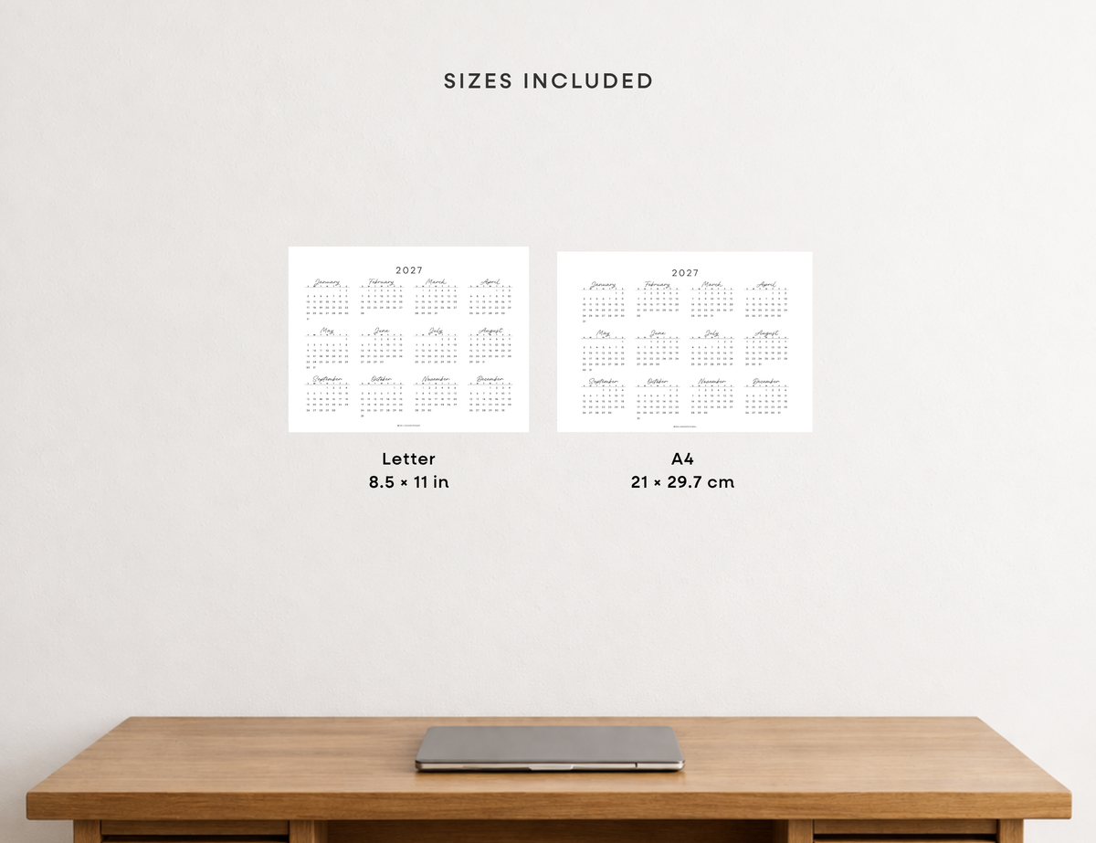 2027 - 2031 Calendars, Horizontal (Letter, A4)