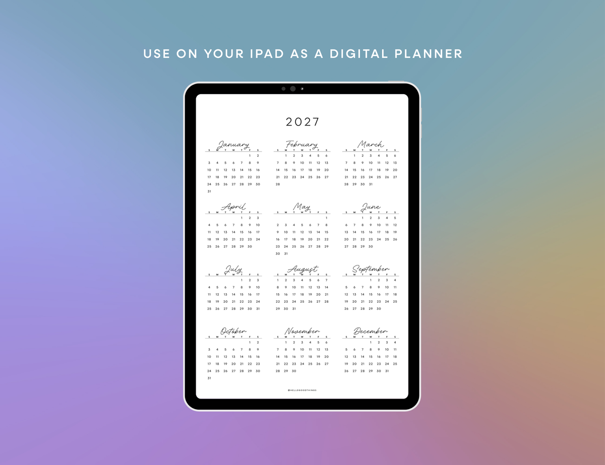 2027 - 2031 Calendars, Vertical (Letter, A4)