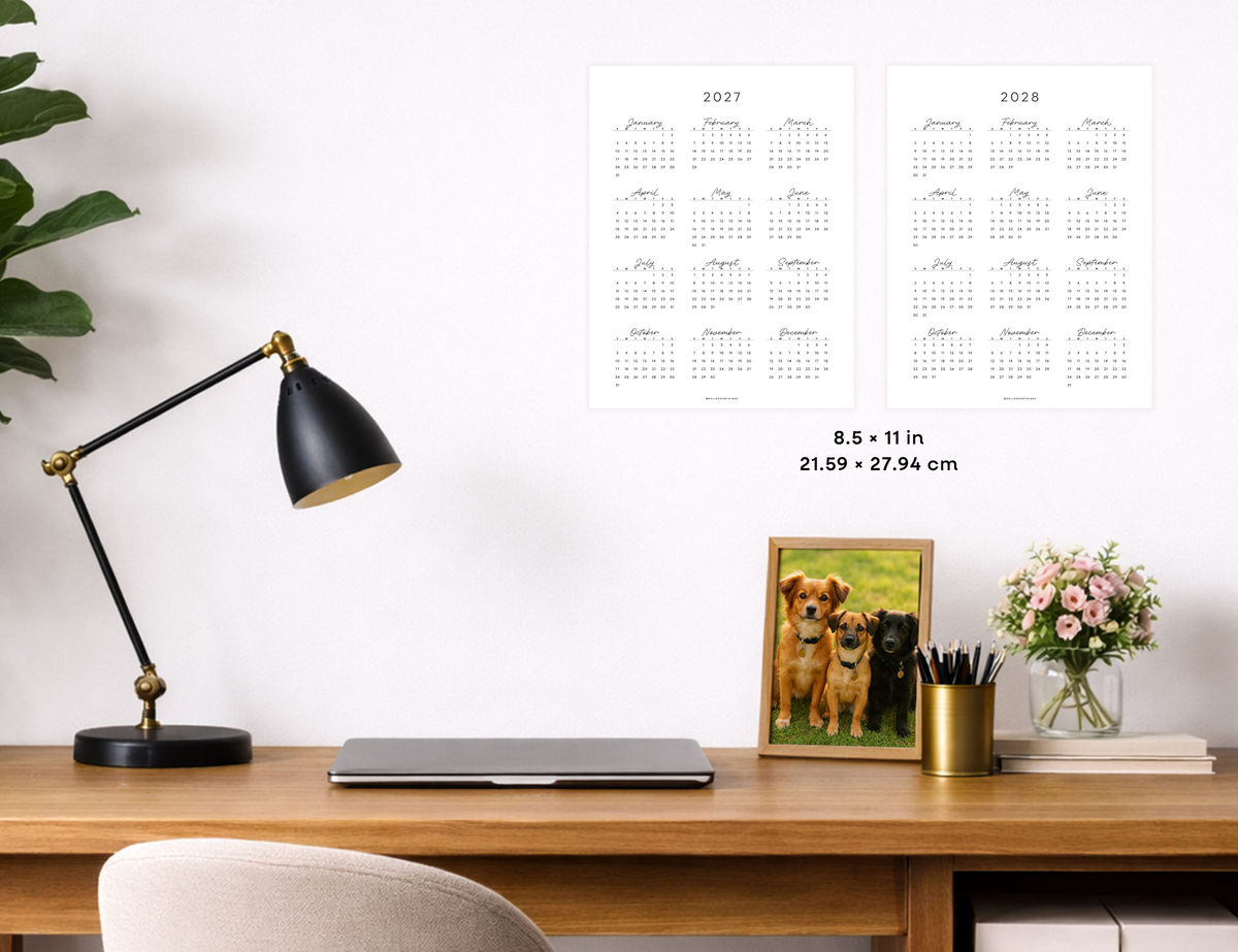 2027 - 2031 Calendars, Vertical (Letter, A4)