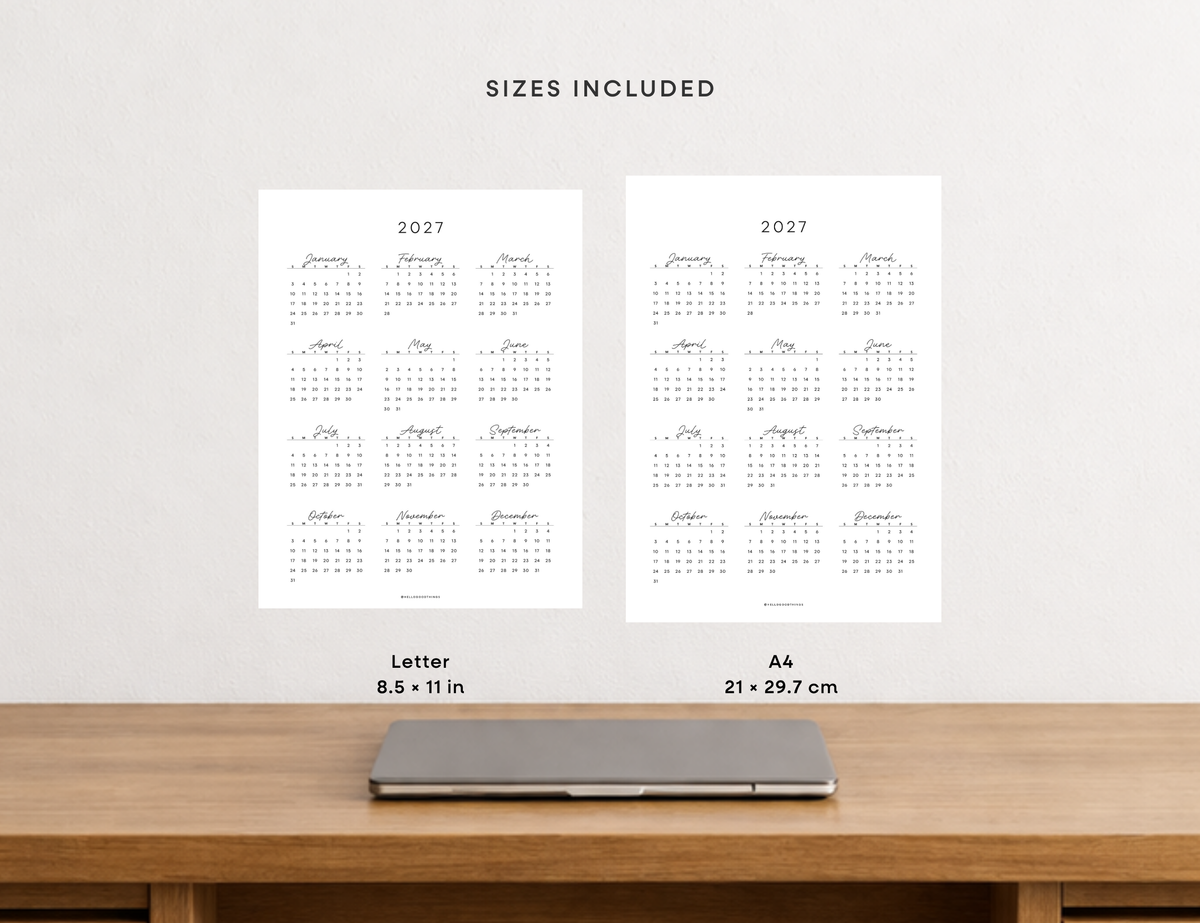 2027 - 2031 Calendars, Vertical (Letter, A4)