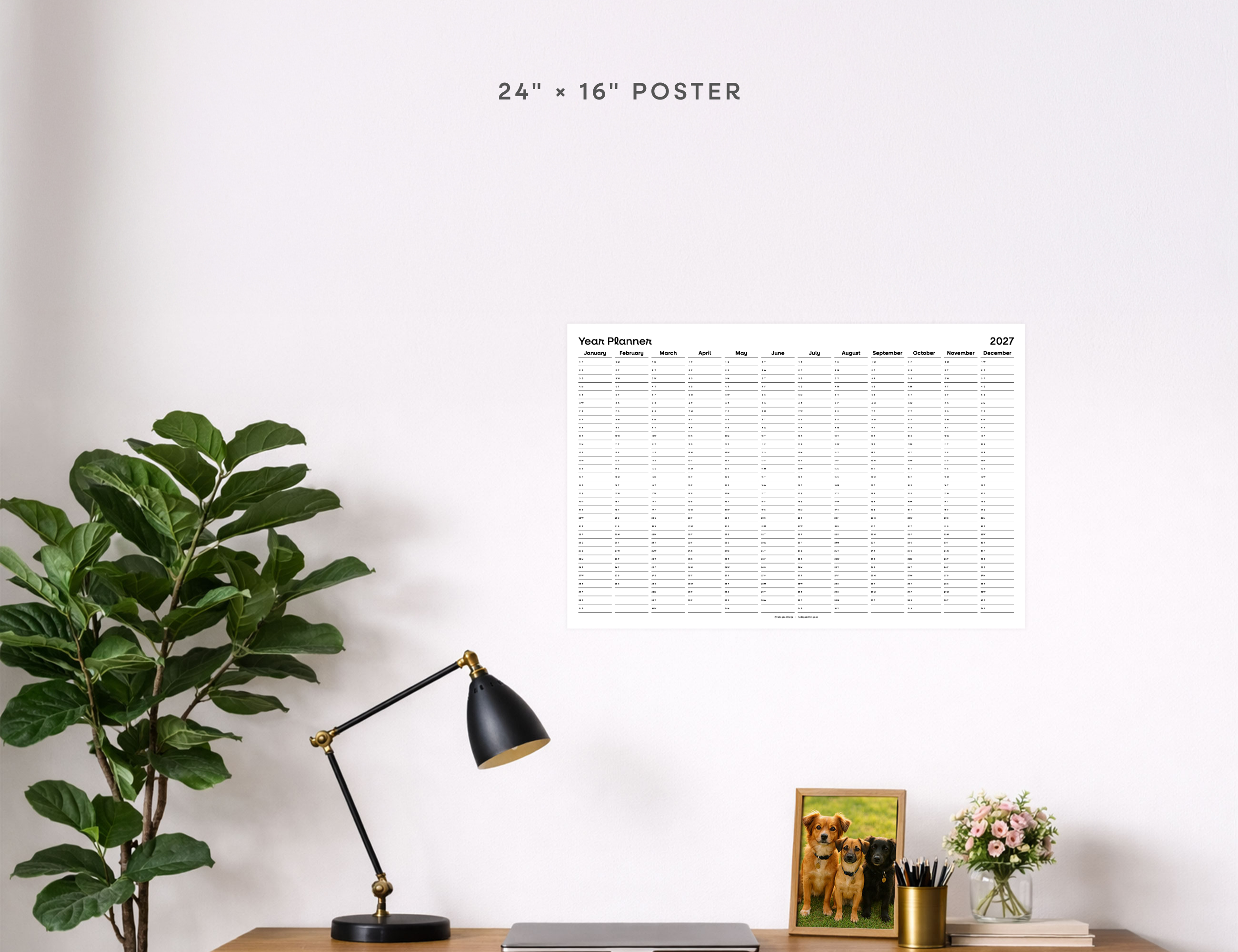 2027 Wall Poster Calendar - Year Planner (Black & White)