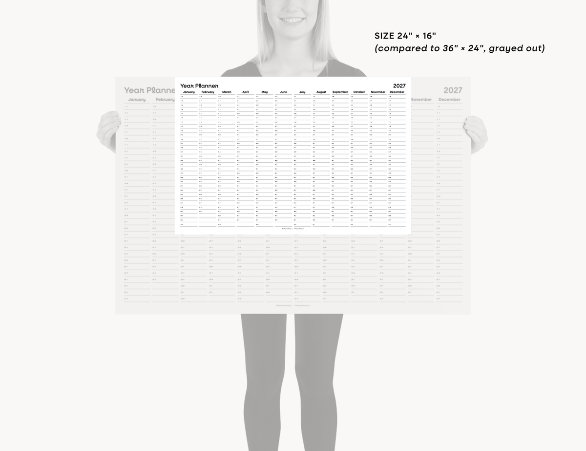 2027 Wall Poster Calendar - Year Planner (Black & White)