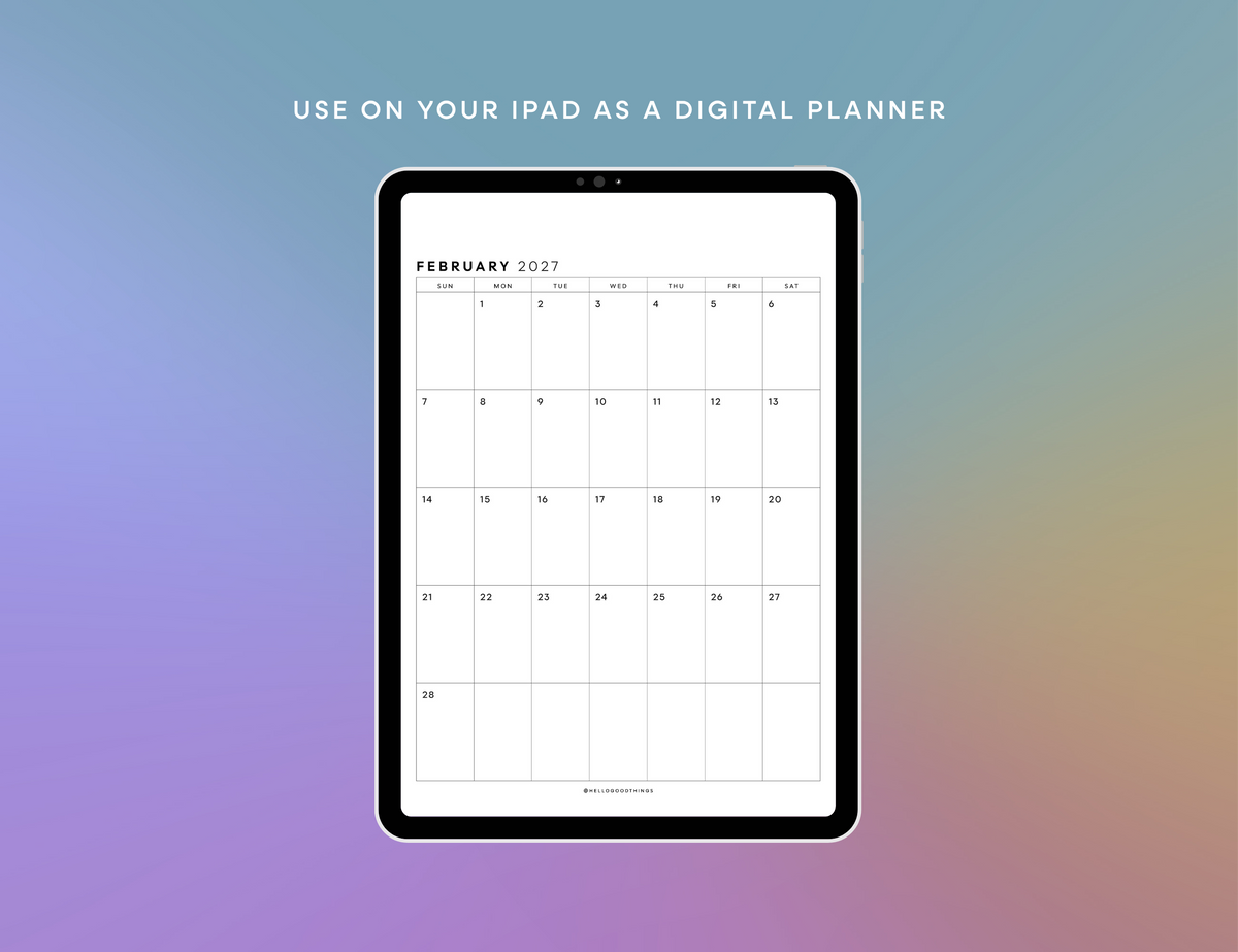 2027 Monthly Calendar Printable (Letter, Tabloid, A4, A3)
