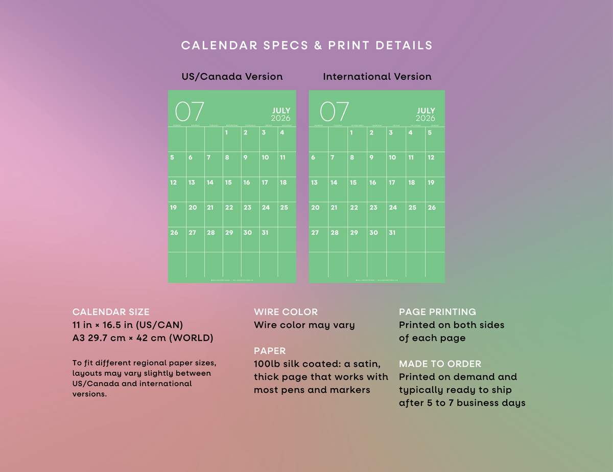2027 Chromatic Large Calendar