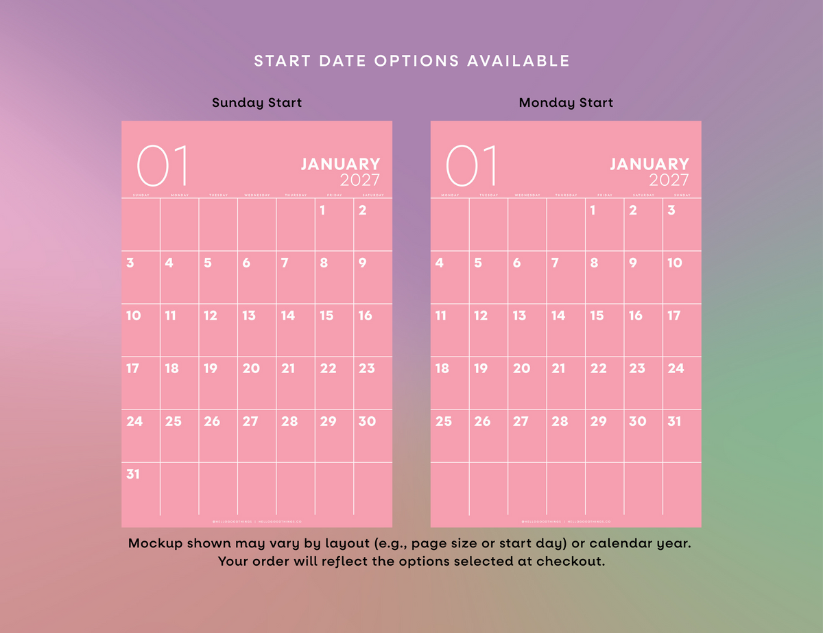 2027 Chromatic Large Calendar