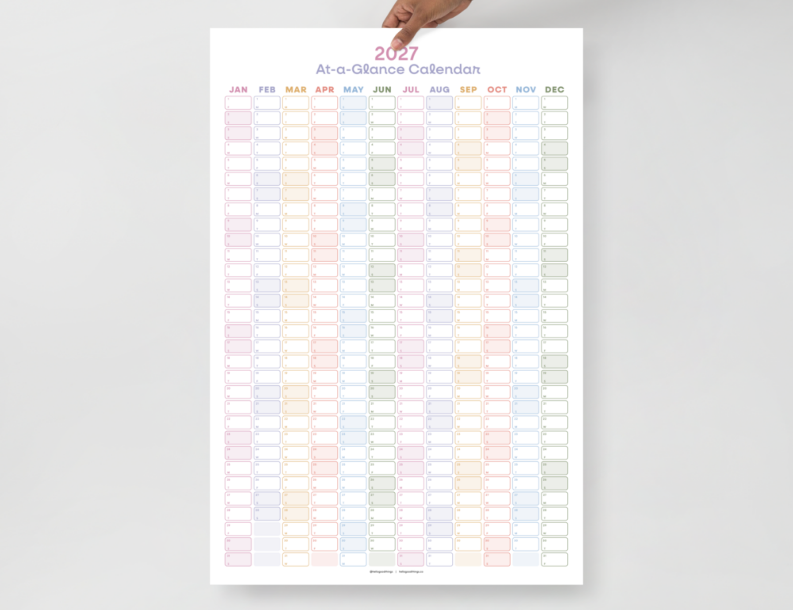 2027 Wall Poster Calendar - At-a-Glance Calendar (Golden Hour)