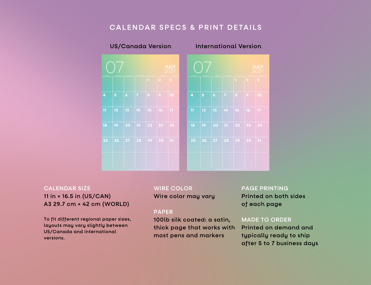 2027 Gradient Calendar