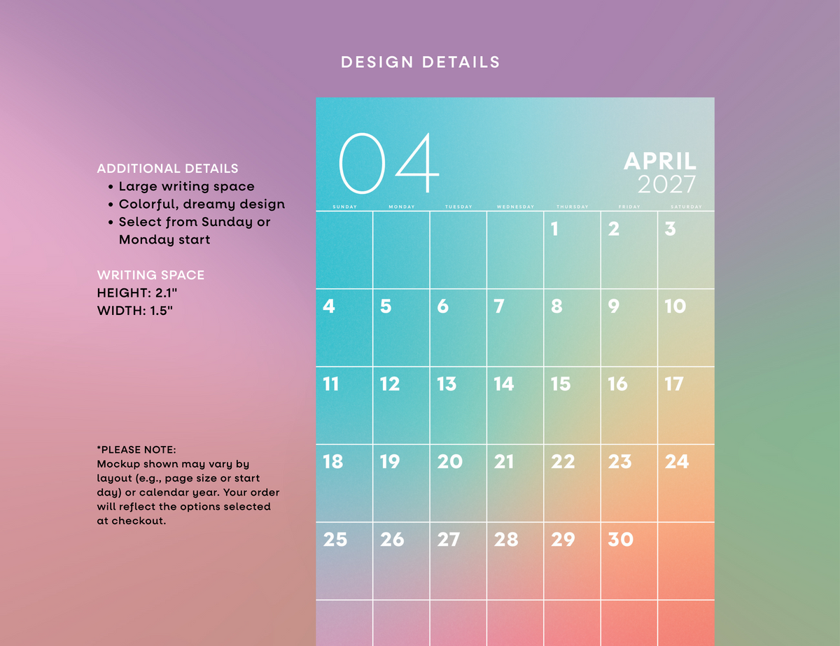 2027 Gradient Calendar