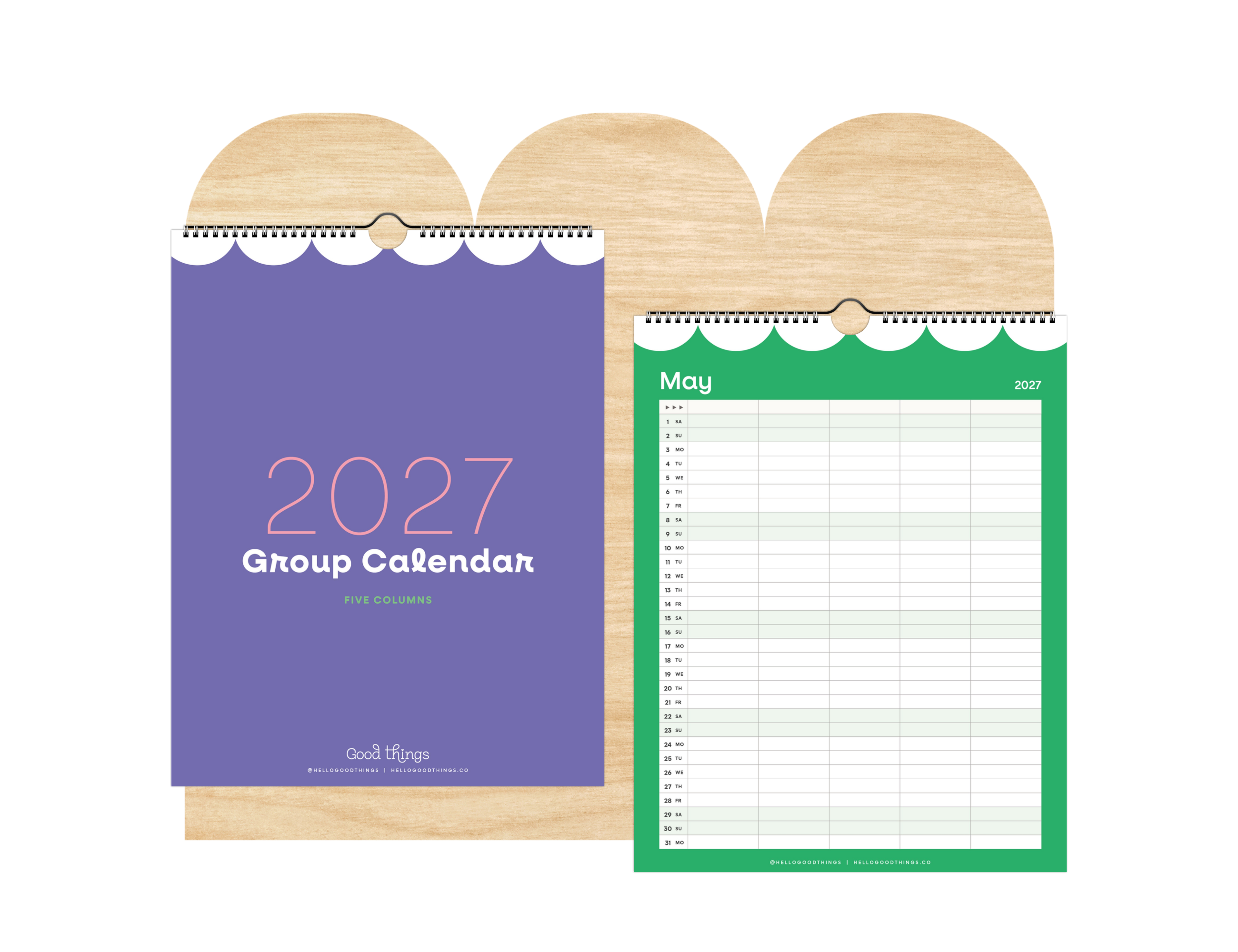 2027 Group Calendar, 5 Columns