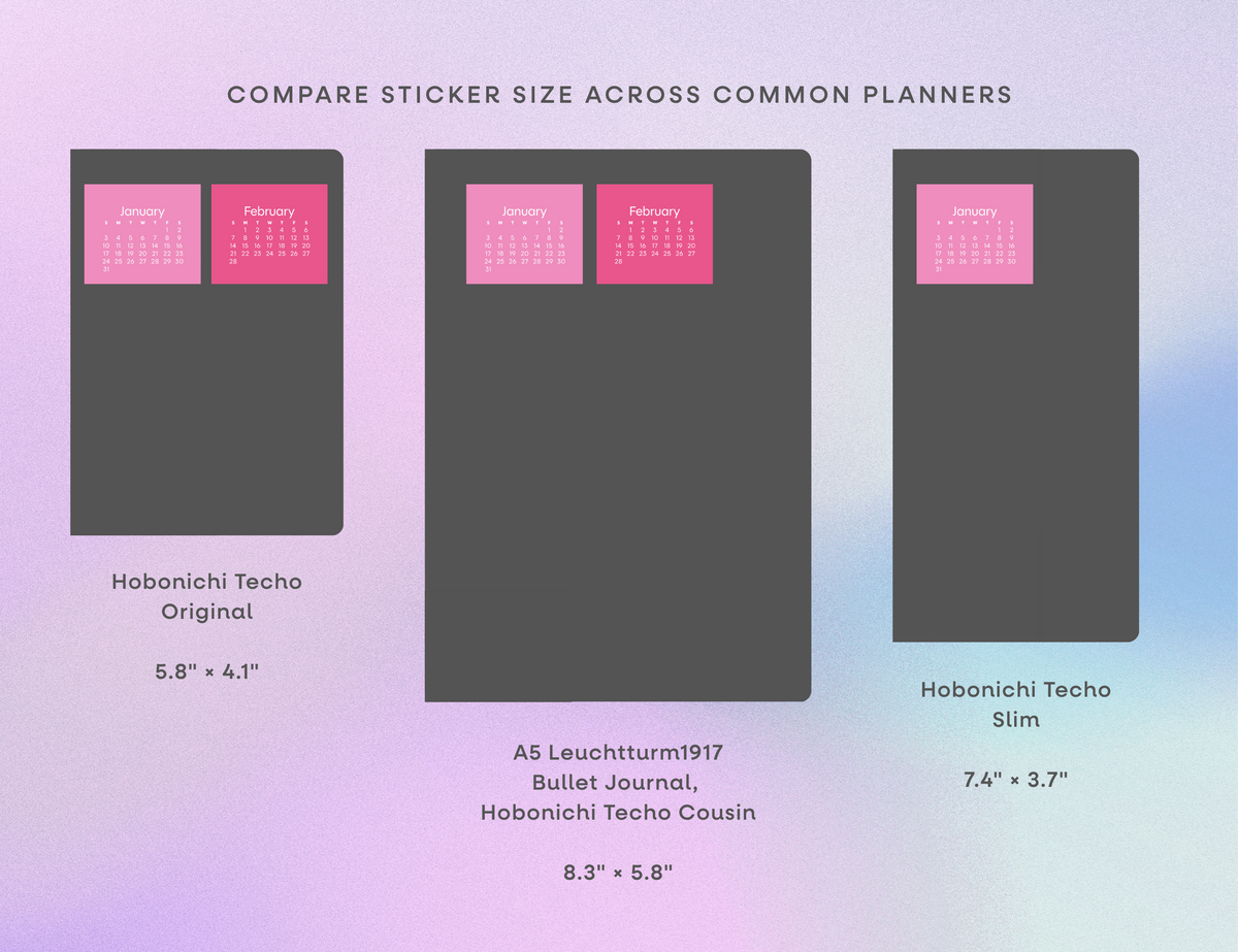 2027 Calendar Stickers, Color Block + Happy Days