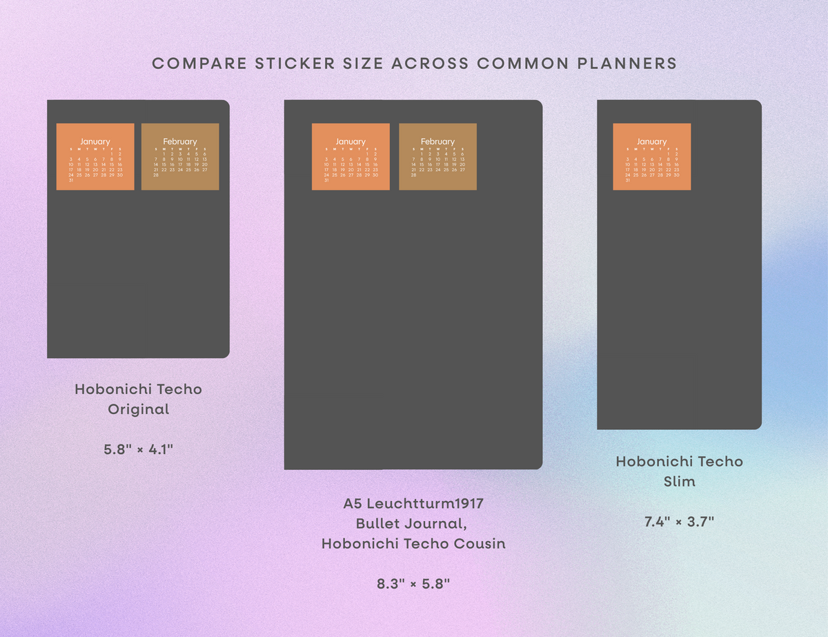 2027 Calendar Stickers, Color Block + Woodland