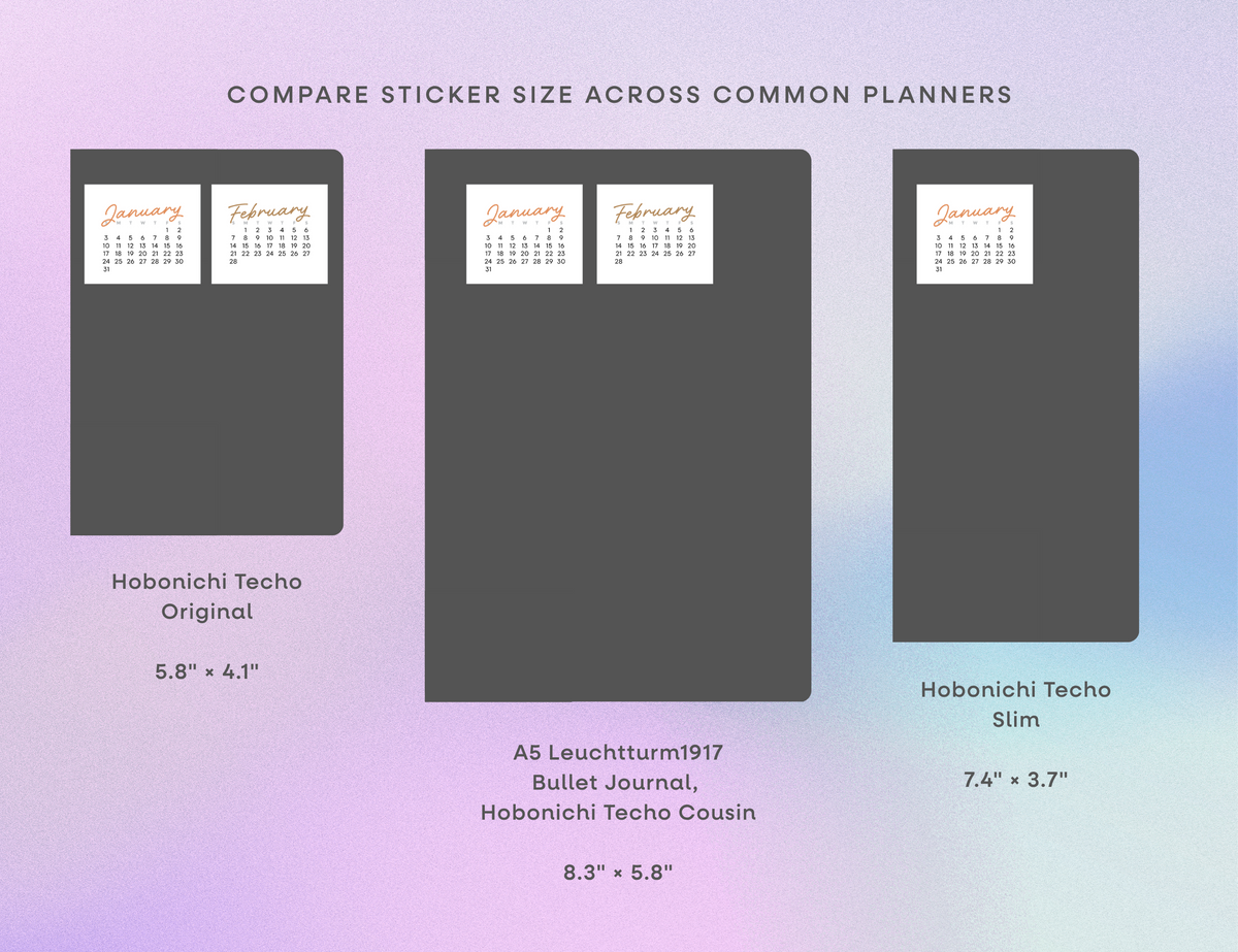 2027 Calendar Stickers, Script + Woodland