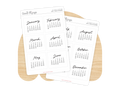 2027 Calendar Stickers, Script + B&W