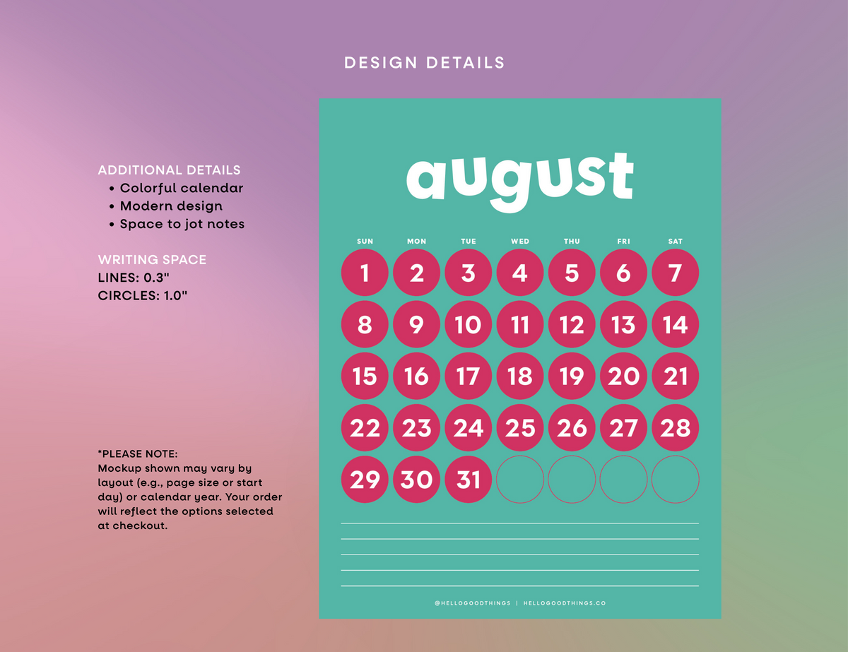 2027 Pop Dots Calendar