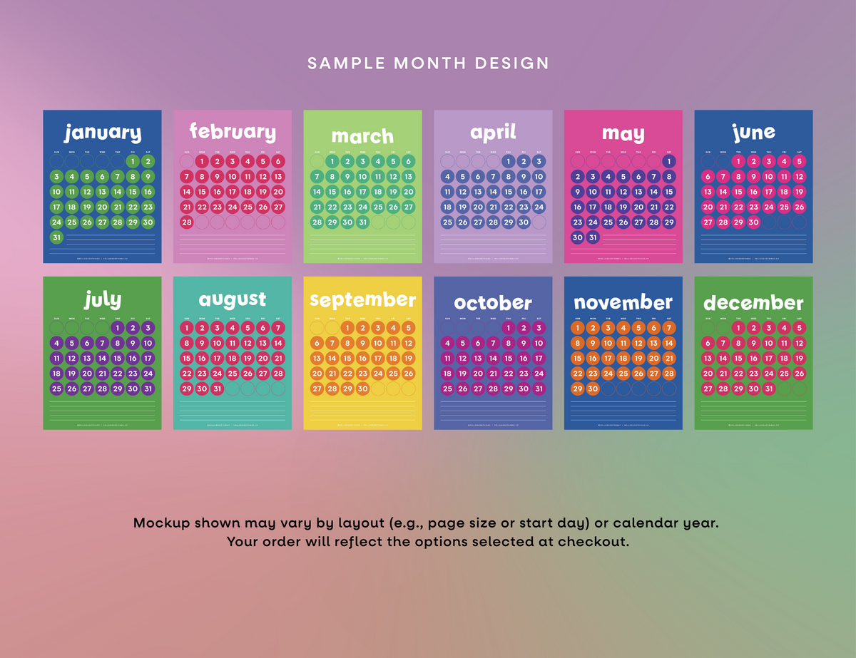 2027 Pop Dots Calendar