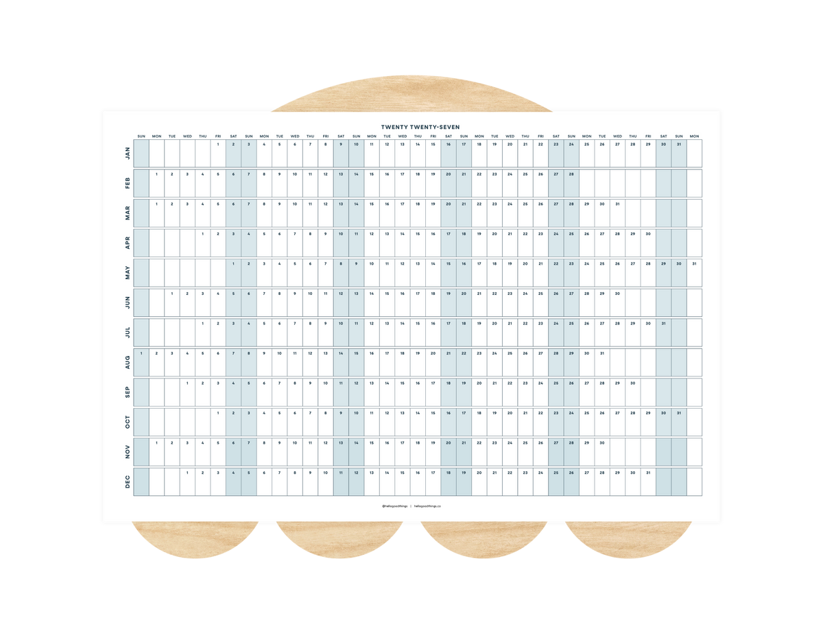 2027 Wall Poster Calendar - Project Planner