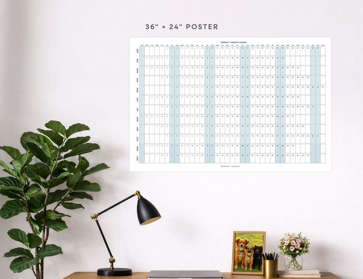 2027 Wall Poster Calendar - Project Planner