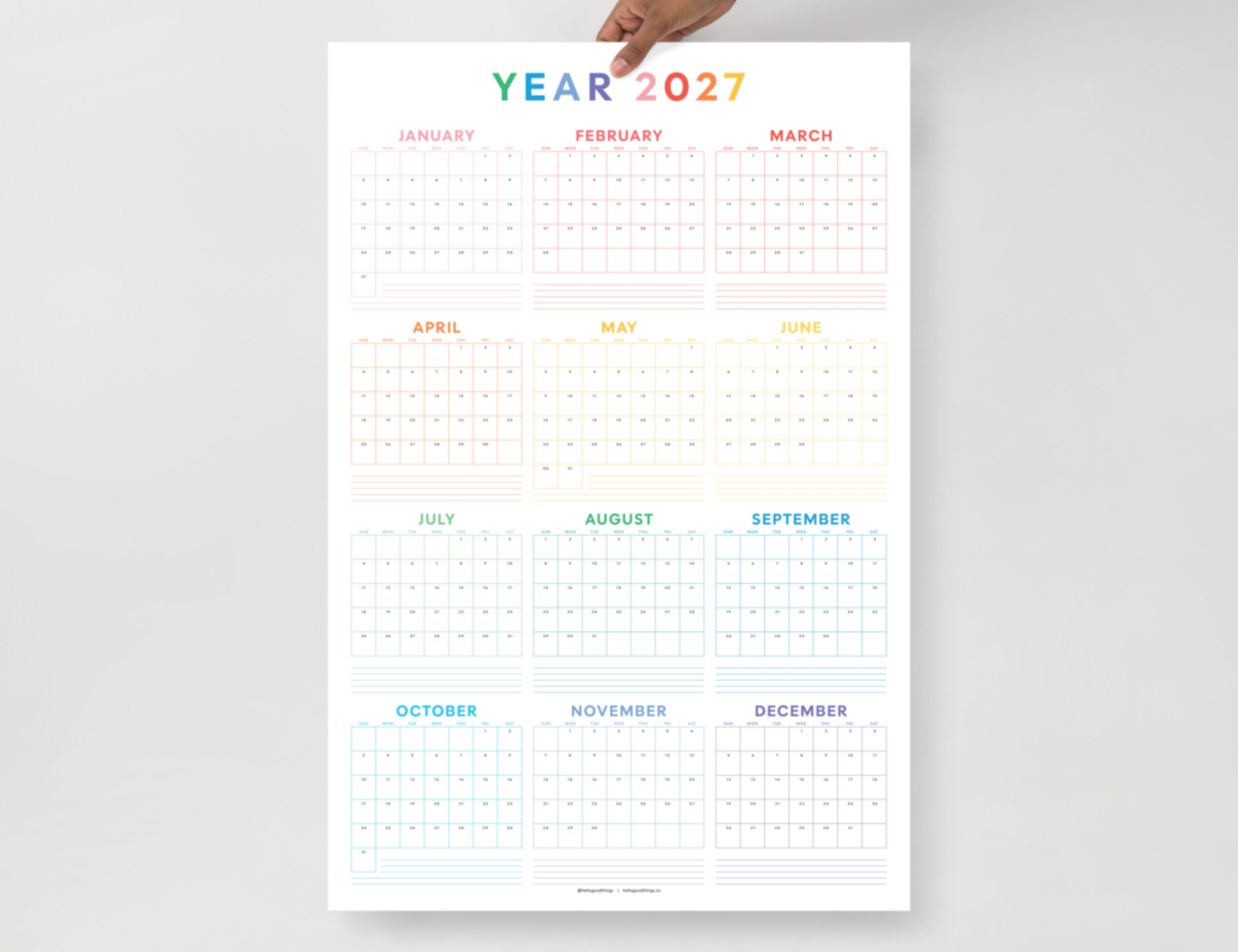 2027 Wall Poster Calendar - Year Plan