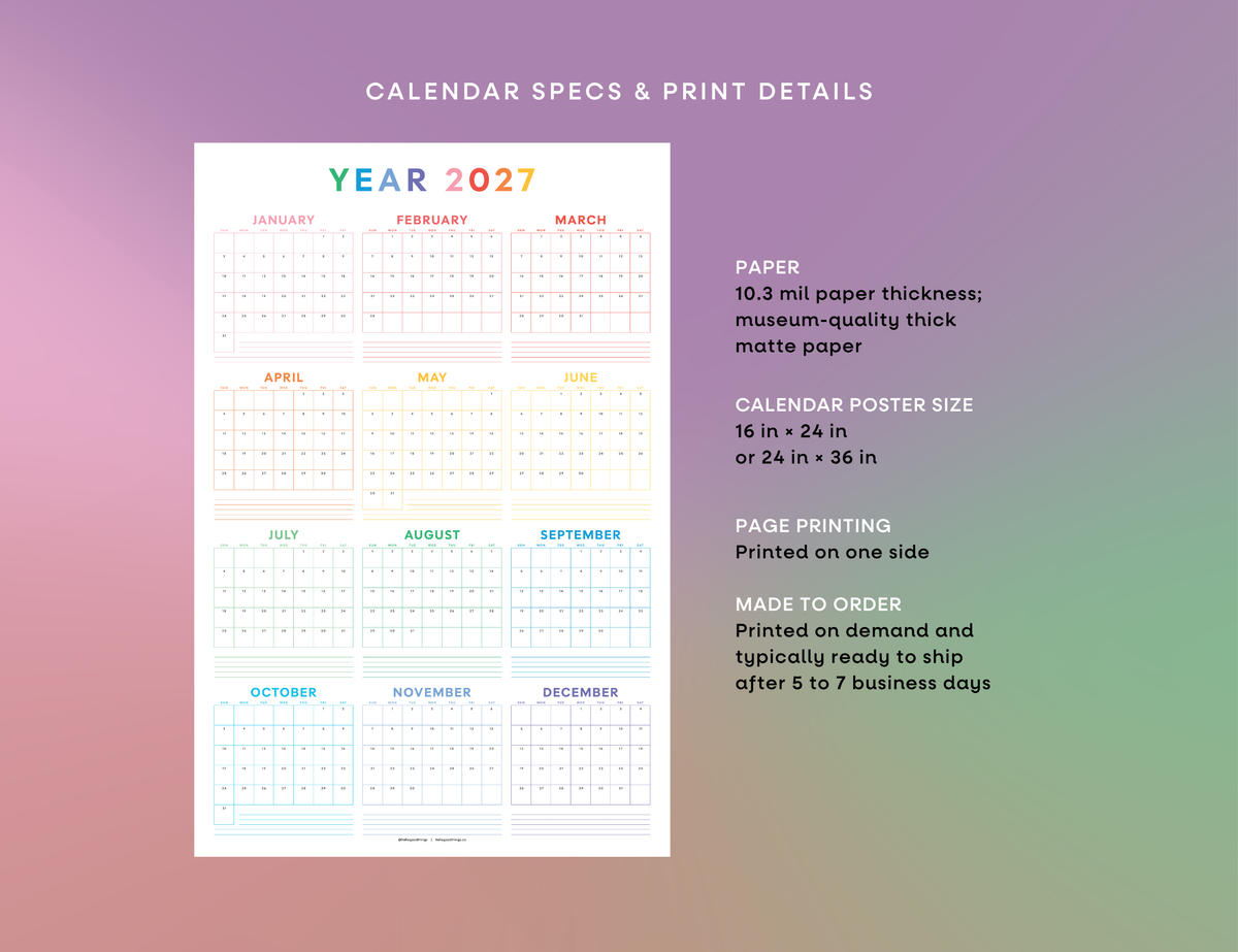 2027 Wall Poster Calendar - Year Plan