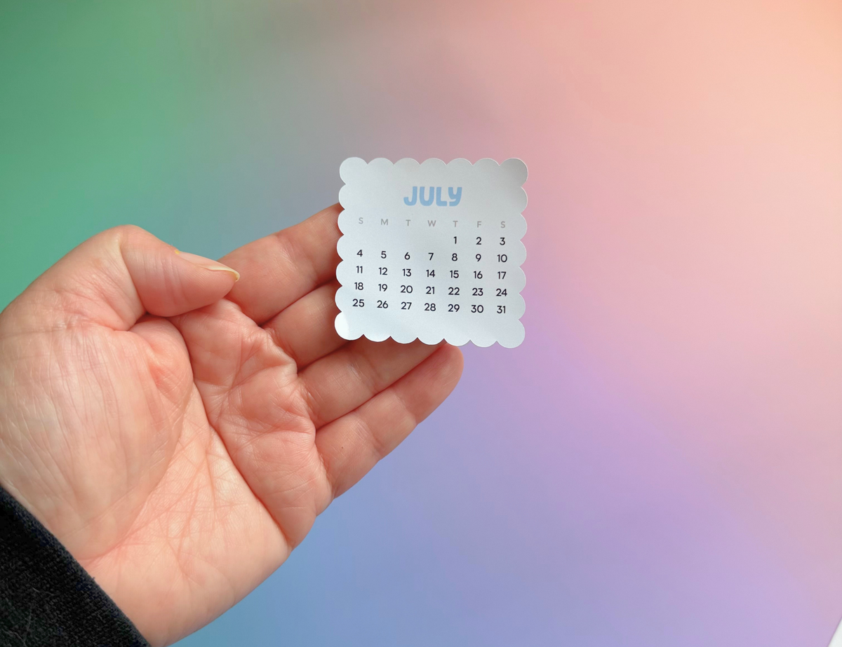 2027 Calendar Stickers, Rainbow Scallop