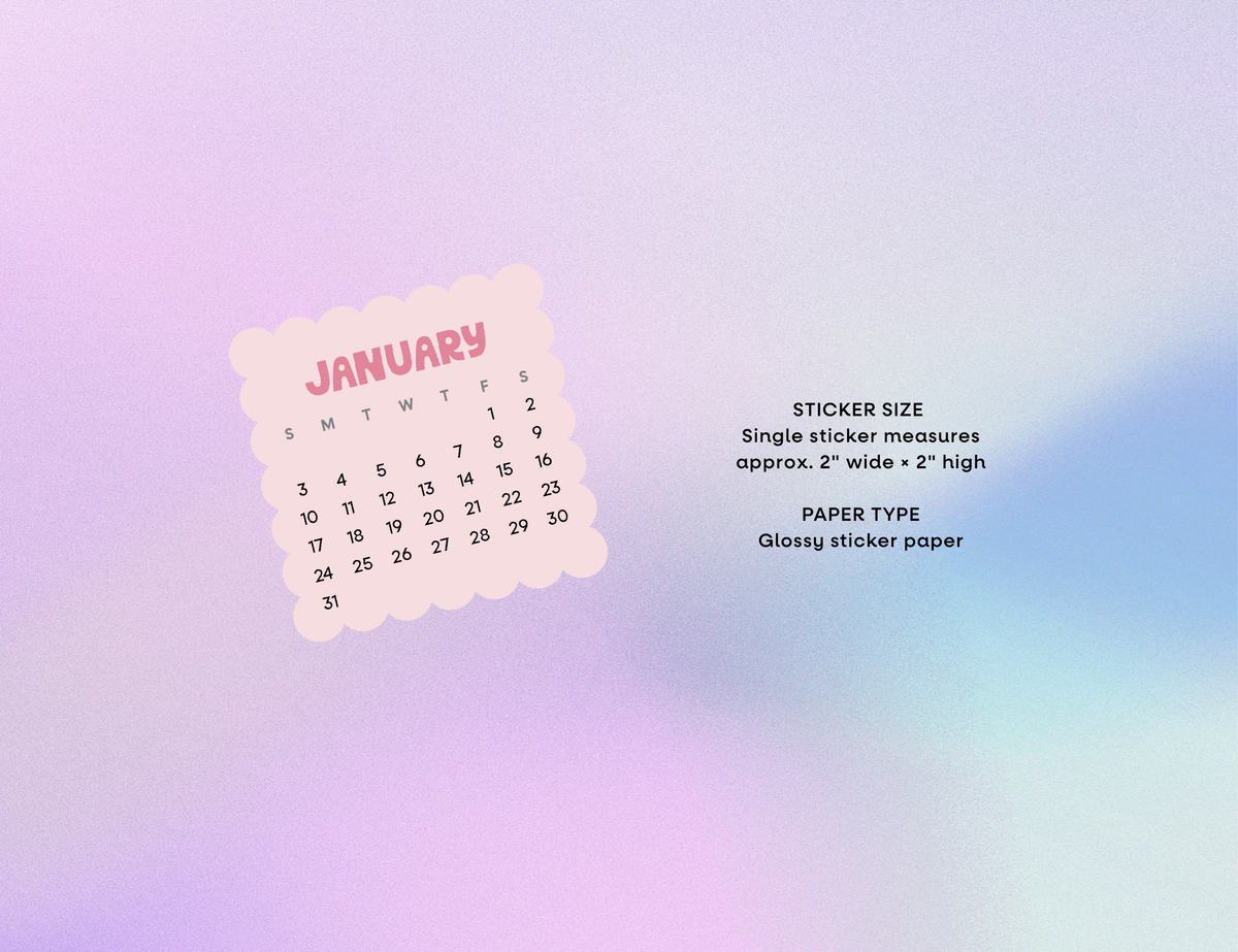 2027 Calendar Stickers, Rainbow Scallop