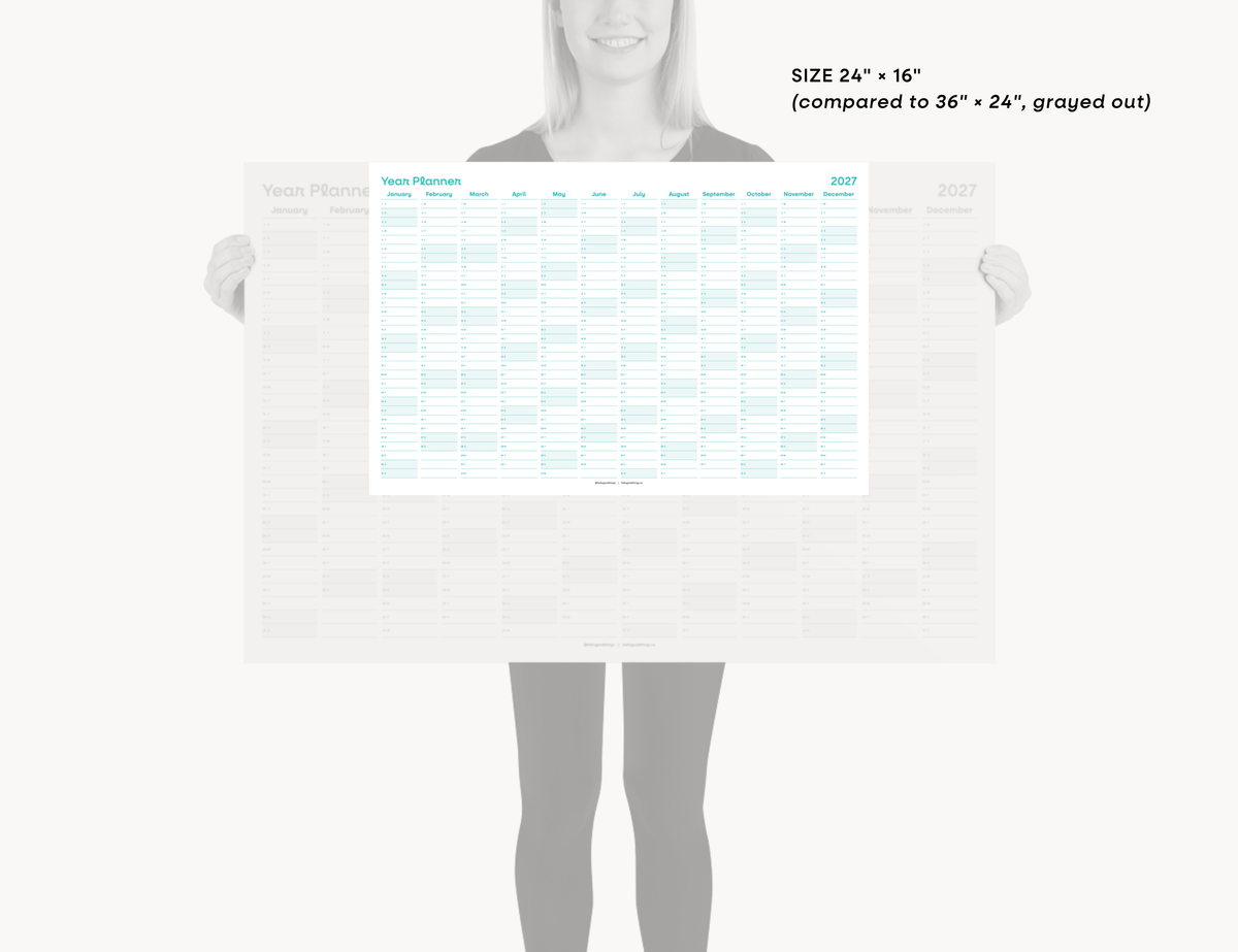 2027 Wall Poster Calendar - Year Planner (Teal)