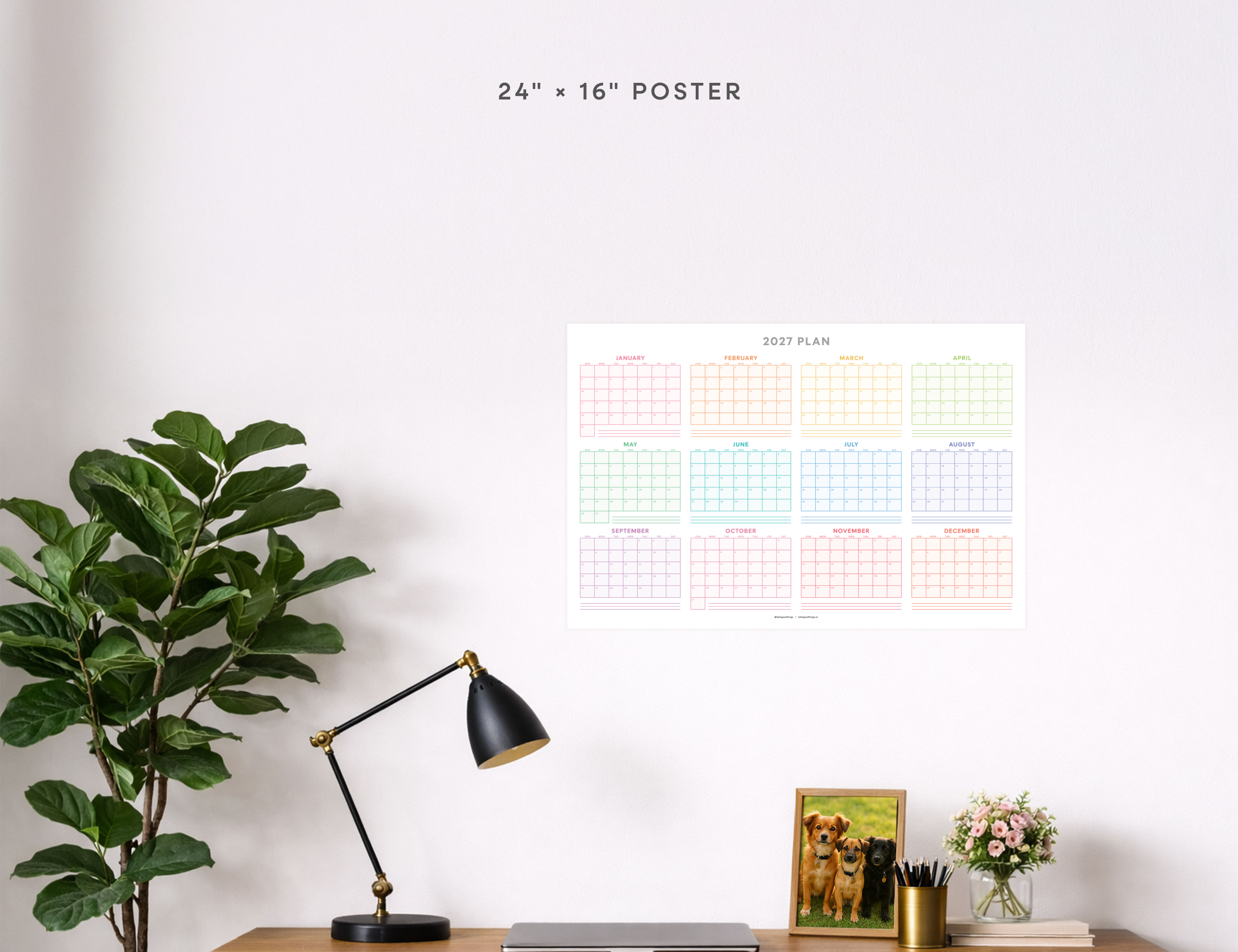 2027 Wall Poster Calendar - Rainbow Calendar