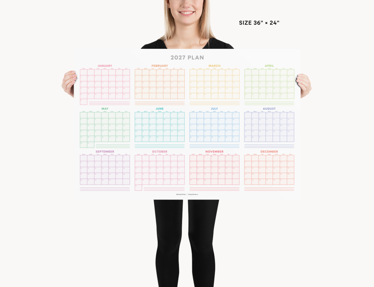 2027 Wall Poster Calendar - Rainbow Calendar