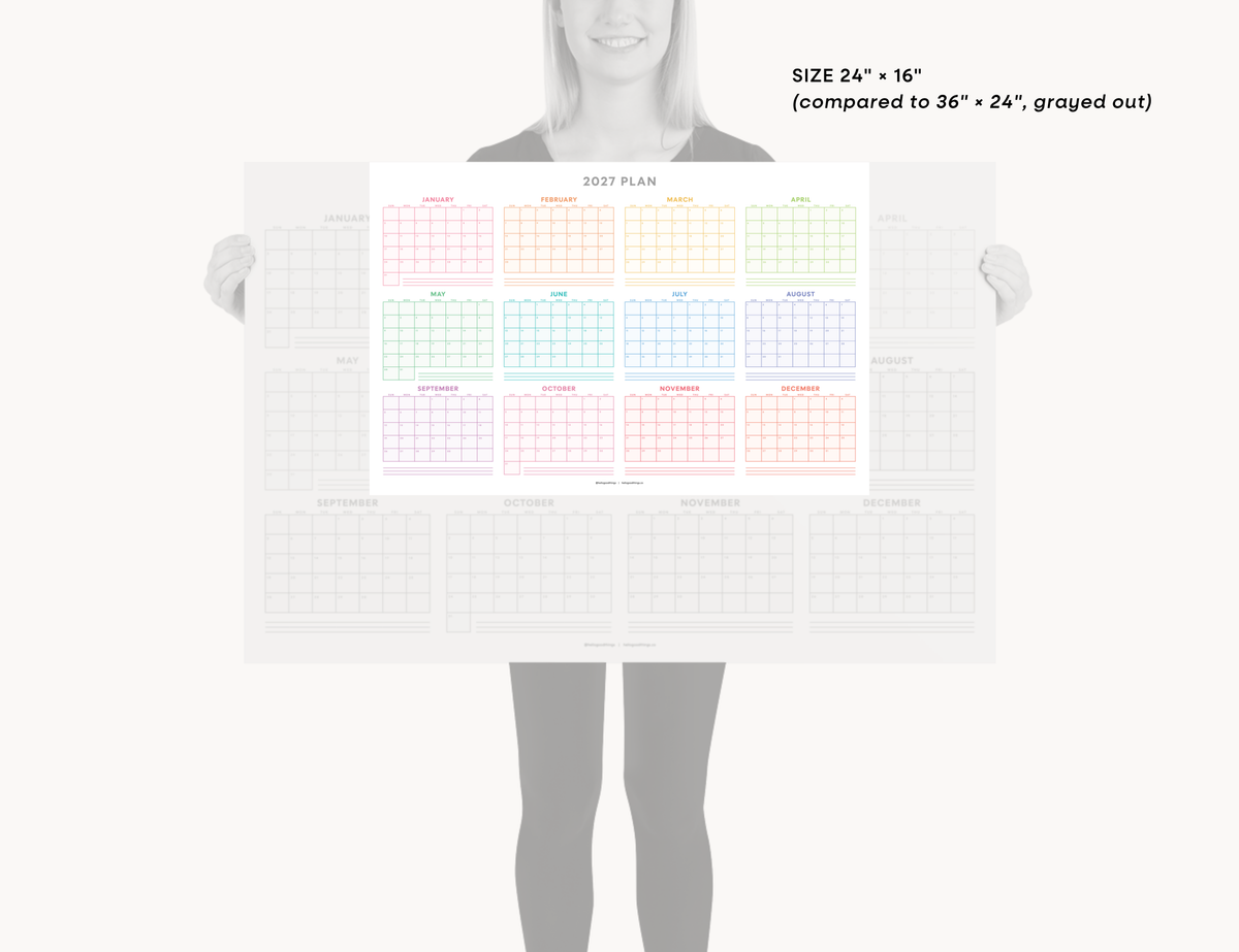 2027 Wall Poster Calendar - Rainbow Calendar