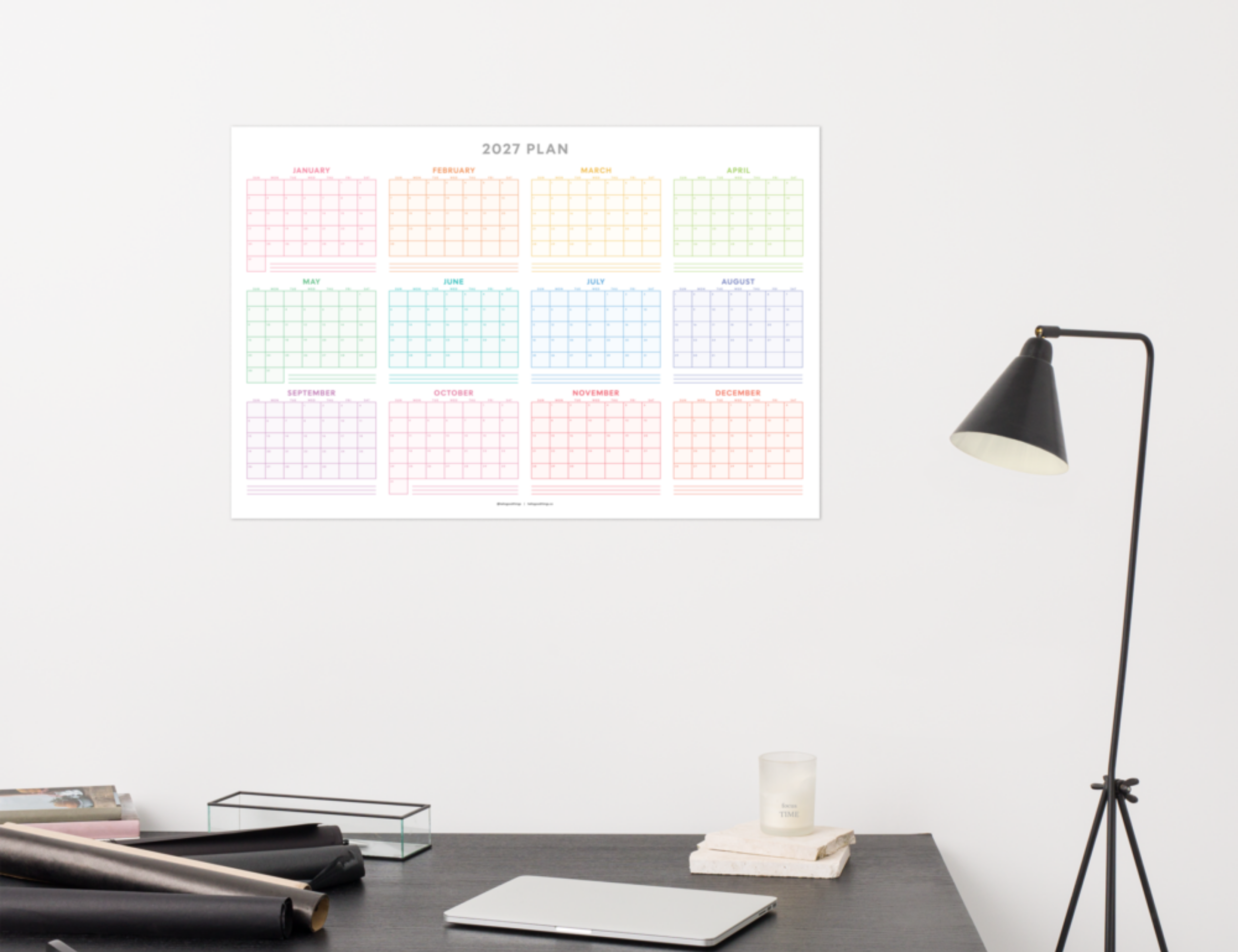2027 Wall Poster Calendar - Rainbow Calendar