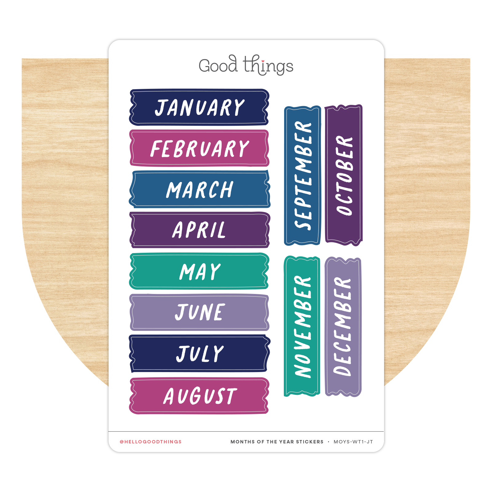 Months of the Year Sticker Sheet, Jewel Tones