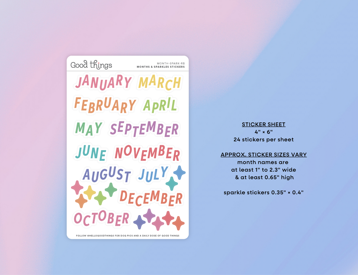 Month & Sparkles Sticker Sheet