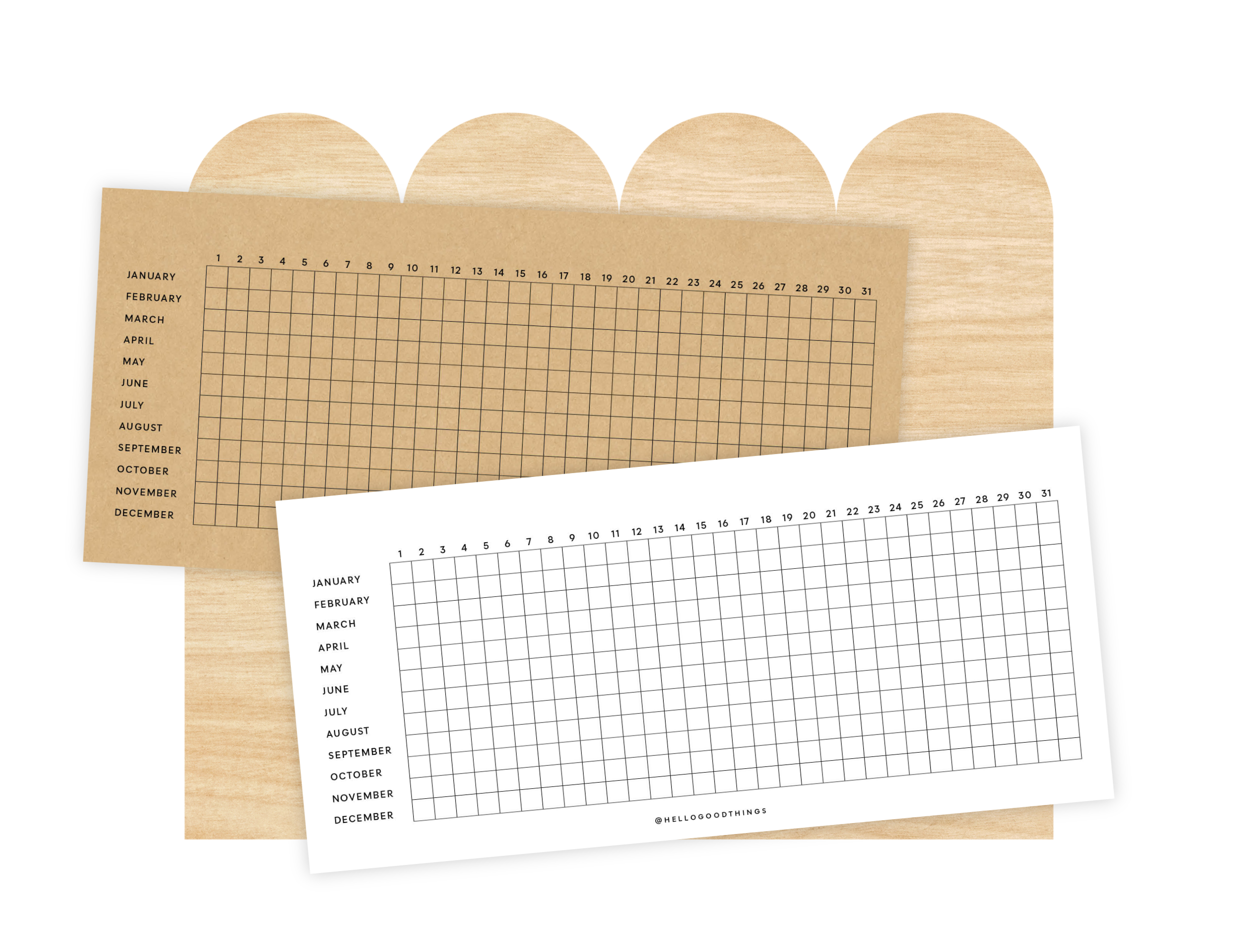 Year Tracker Sticker, Slim, Horizontal Grid
