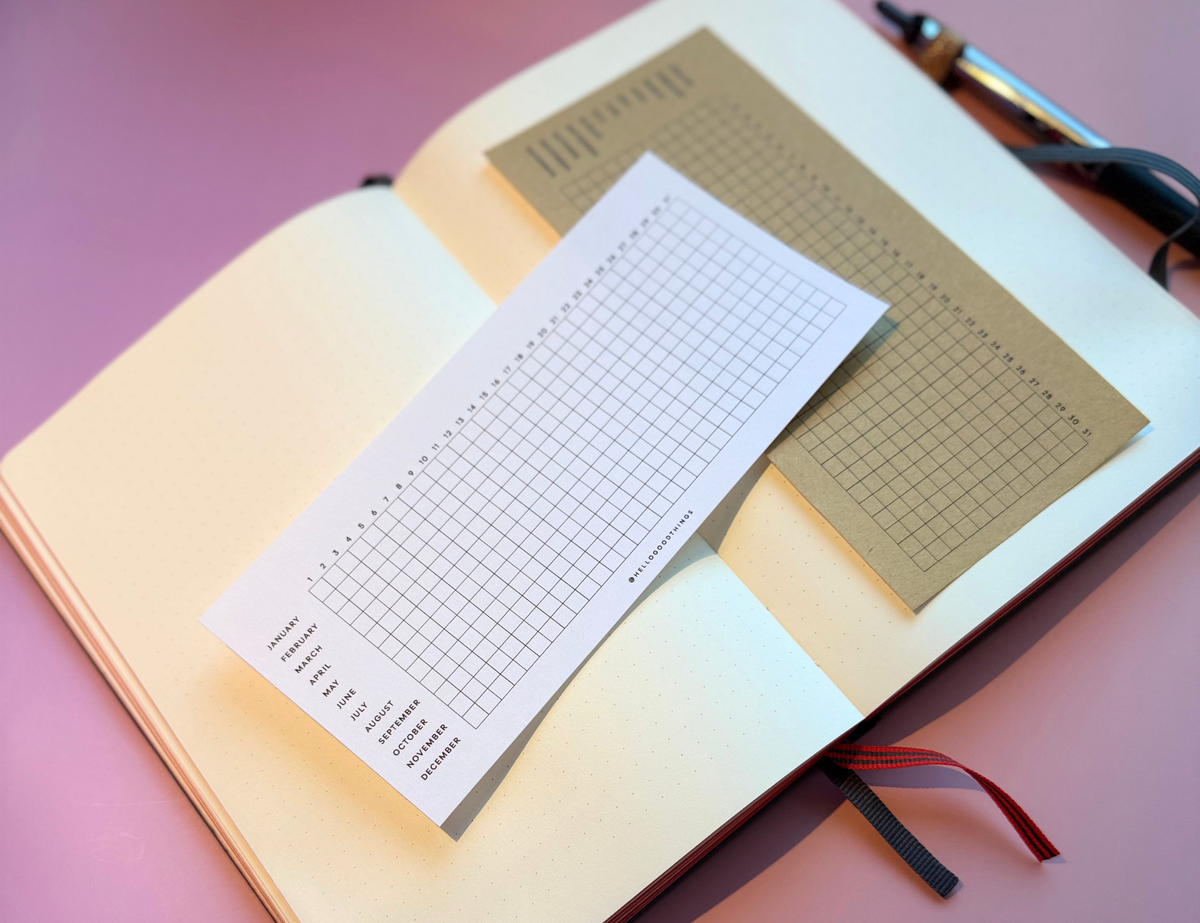 Year Tracker Sticker, Slim, Horizontal Grid