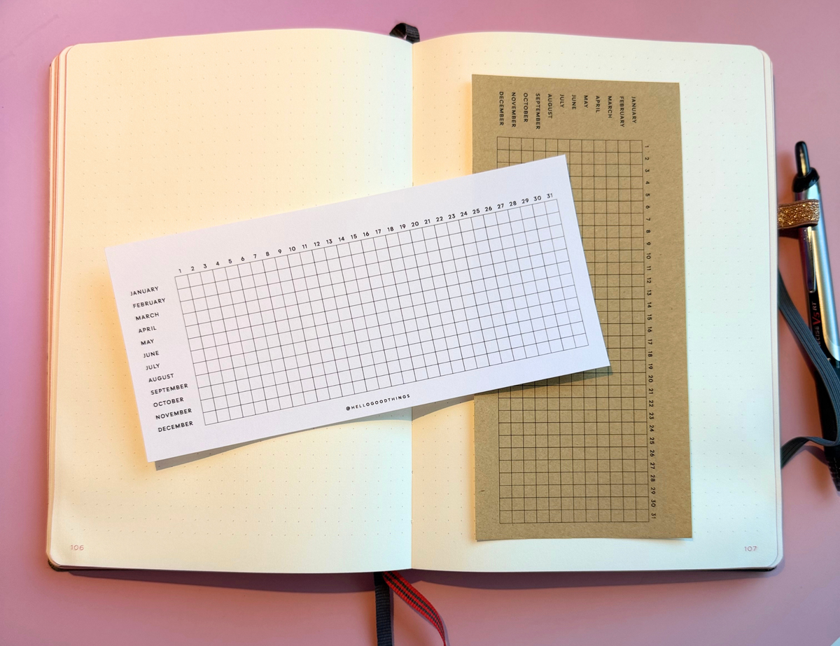 Year Tracker Sticker, Slim, Horizontal Grid