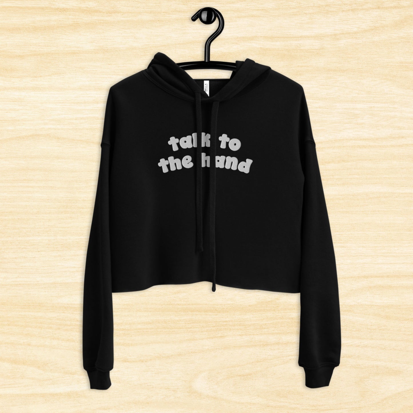 Talk to the Hand Embroidered 90s Crop Hoodie