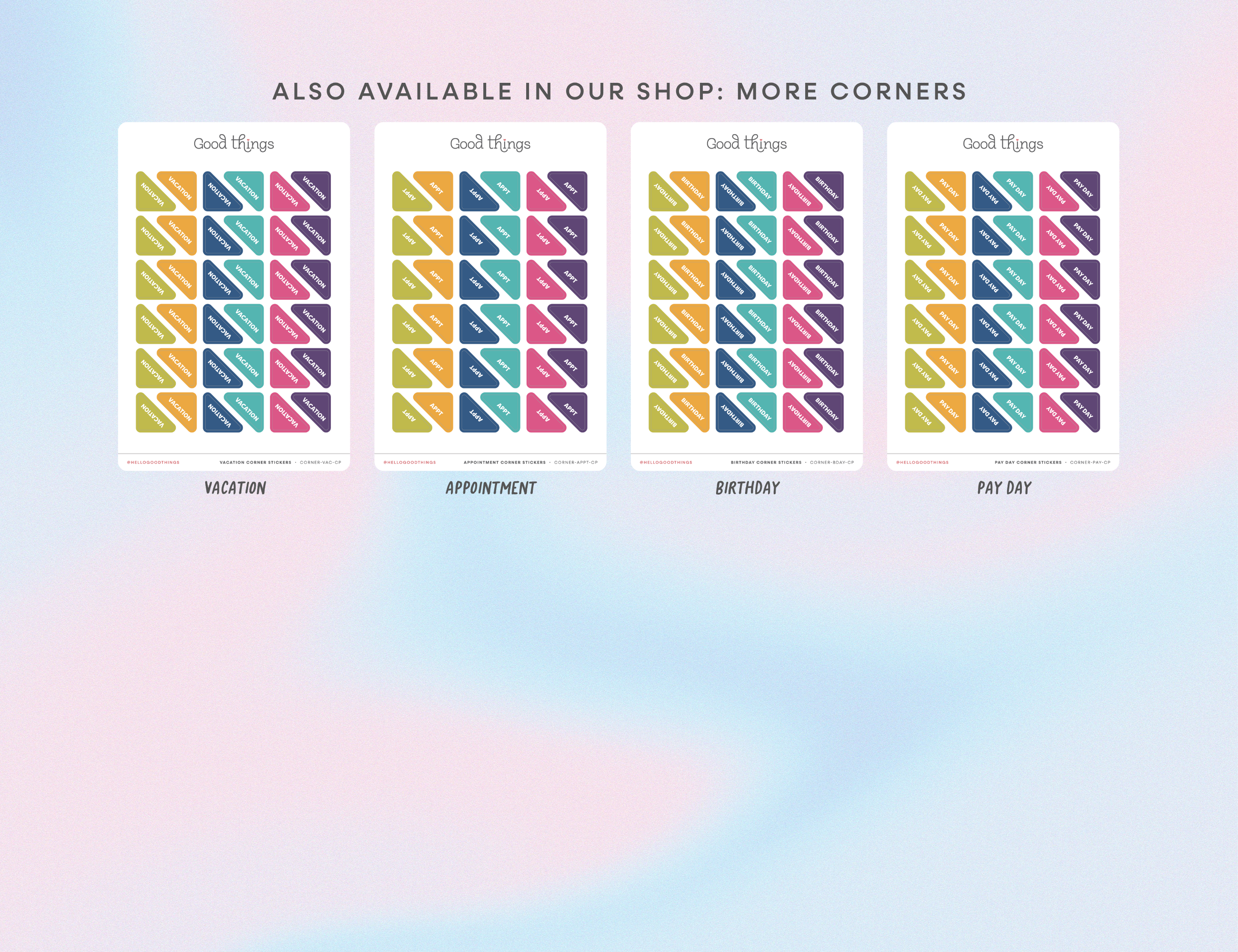 Appointment Corner Calendar Planner Stickers