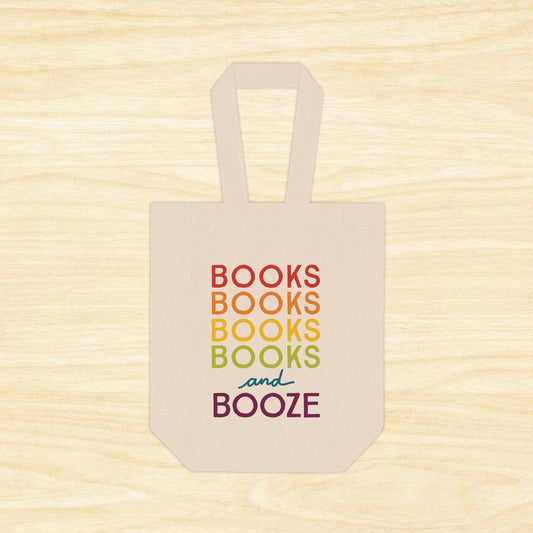 Books & Booze Double Wine Tote Bag
