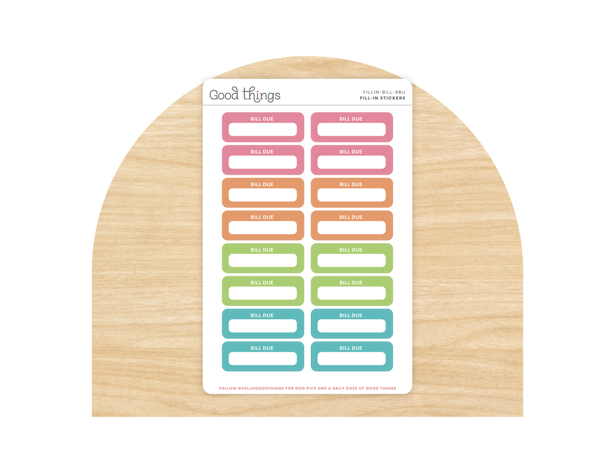 Bill Due Calendar Stickers