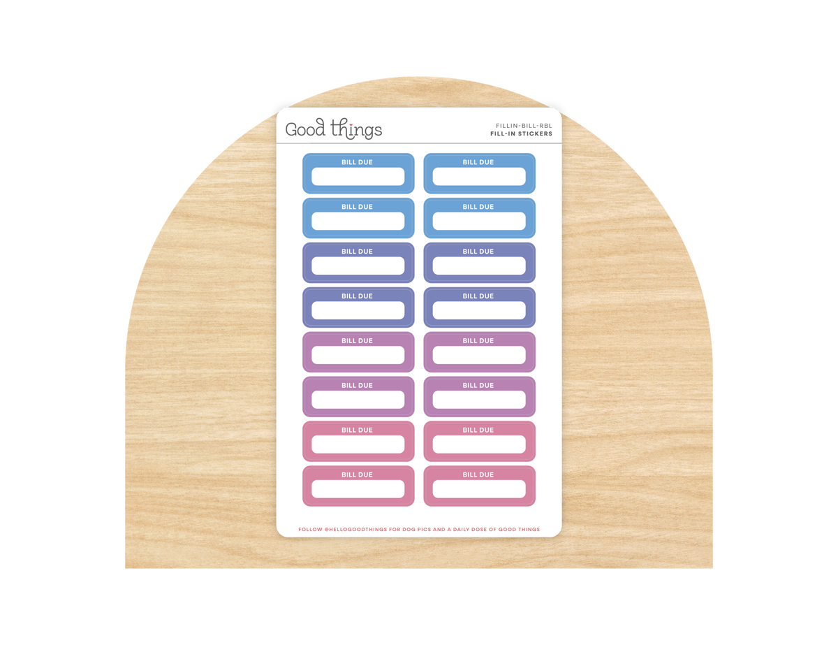 Bill Due Calendar Stickers